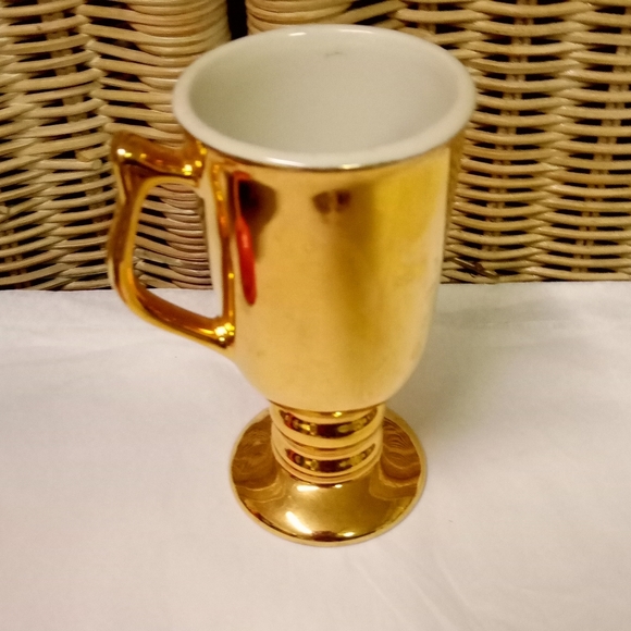 Hall | Dining | Vintage Hall Gold Metallic Pedestal Mug Goblet White ...